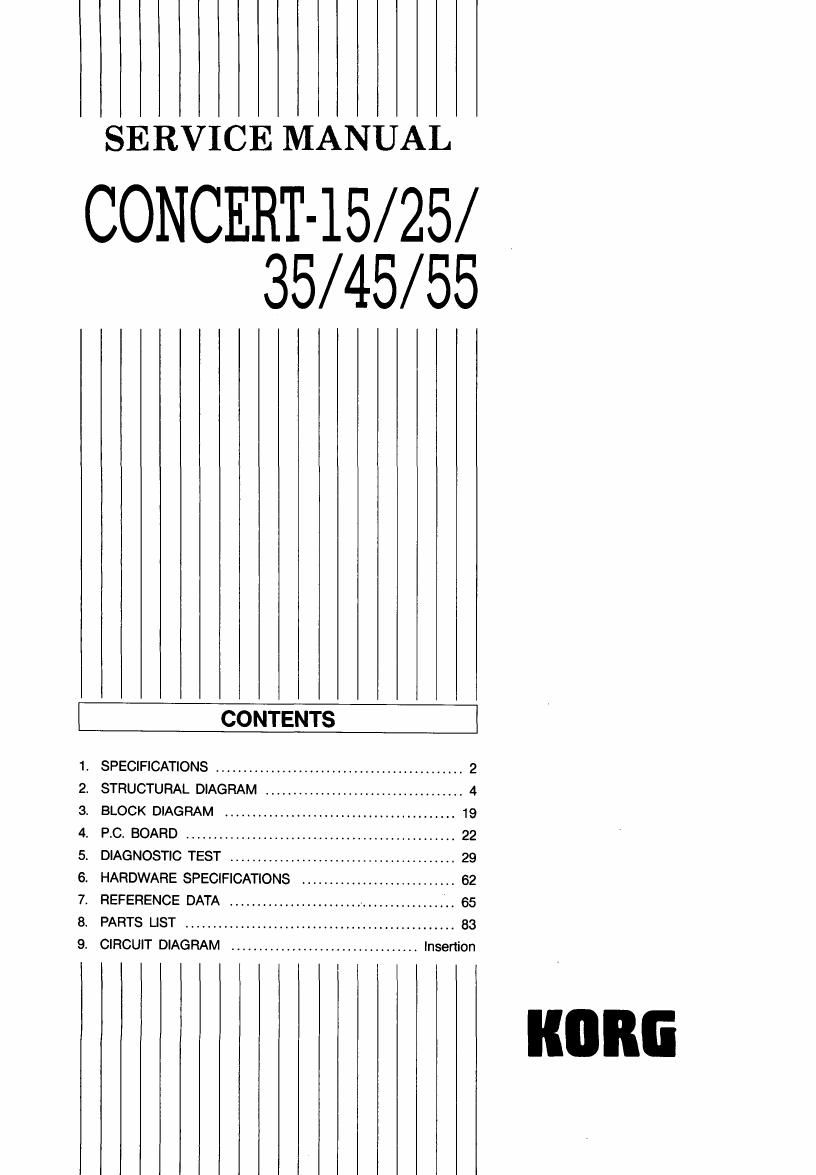 KORG CONCERT 15 55 SERVICE MANUAL